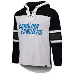 Carolina Panthers '47 Gridiron Lace-Up Pullover Hoodie Heather Gray | 47 brand