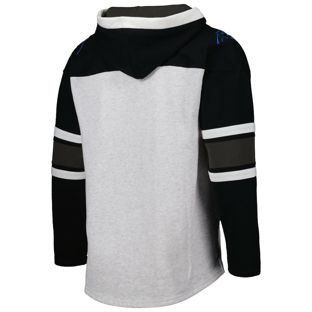 Carolina Panthers '47 Gridiron Lace-Up Pullover Hoodie Heather Gray | 47 brand