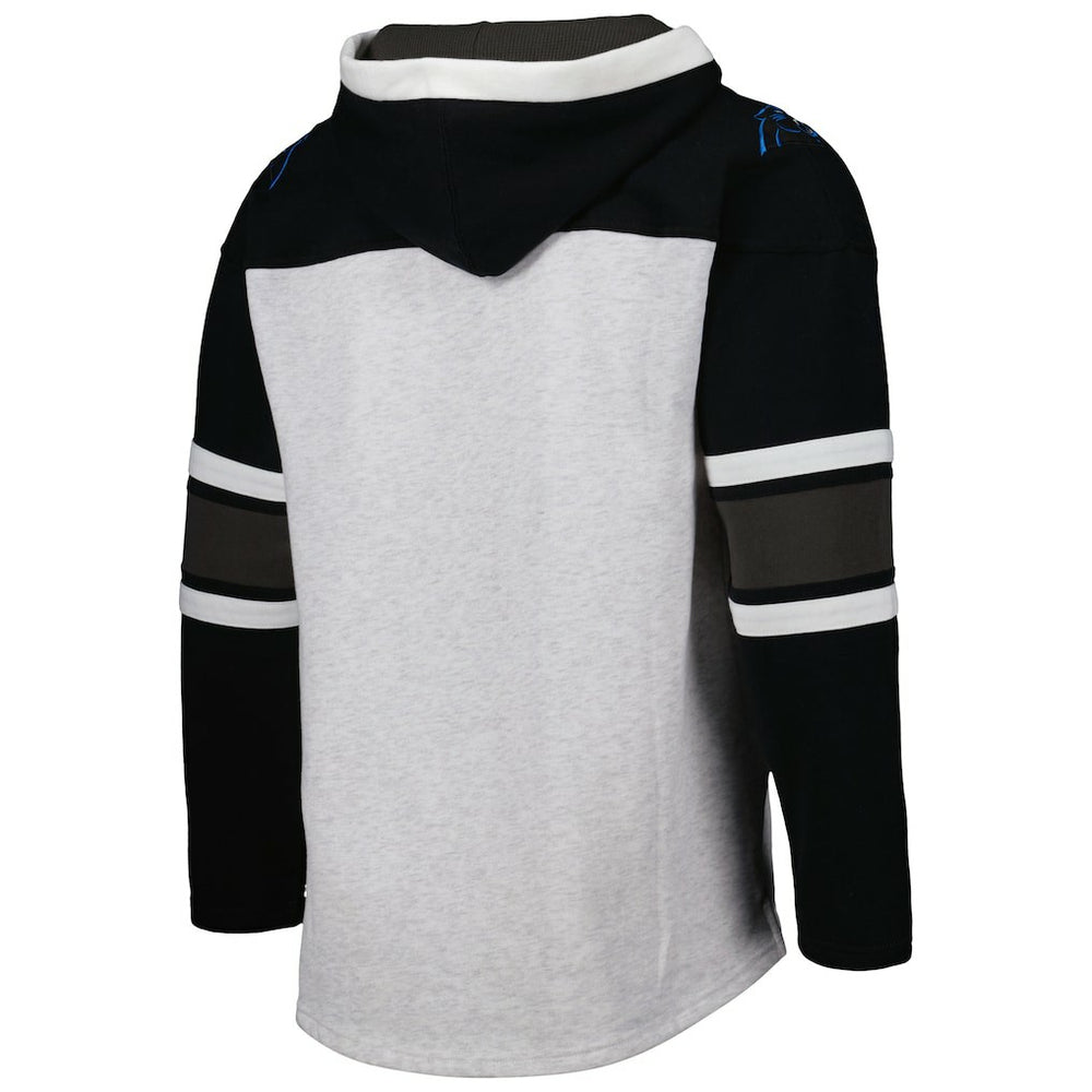 Carolina Panthers '47 Gridiron Lace-Up Pullover Hoodie Heather Gray | 47 brand