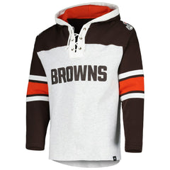 Cleveland Browns '47 Gridiron Lace-Up Pullover Hoodie Heather Gray | 47 brand