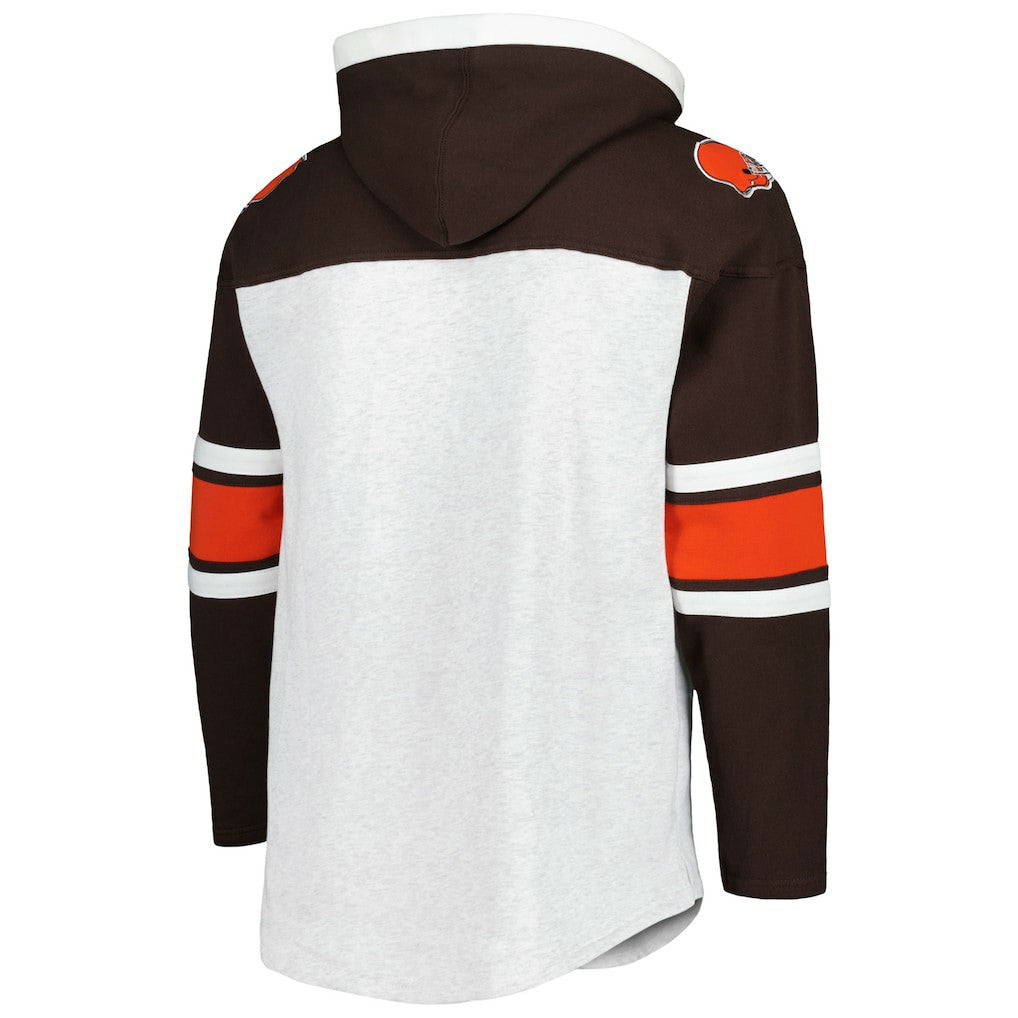 Cleveland Browns '47 Gridiron Lace-Up Pullover Hoodie Heather Gray | 47 brand
