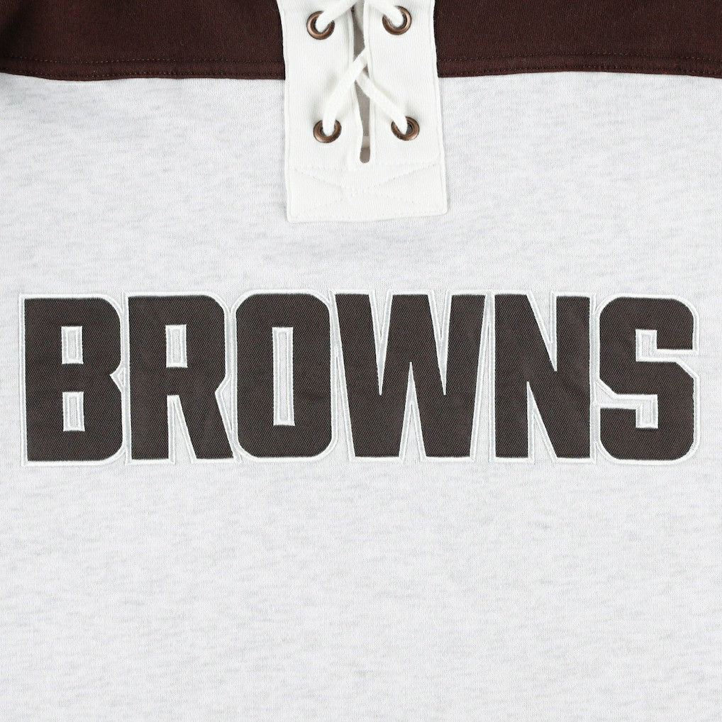 Cleveland Browns '47 Gridiron Lace-Up Pullover Hoodie Heather Gray | 47 brand