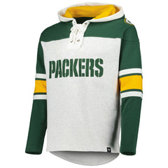 Green Bay Packers '47 Gridiron Lace-Up Pullover Hoodie Heather Gray | 47 brand