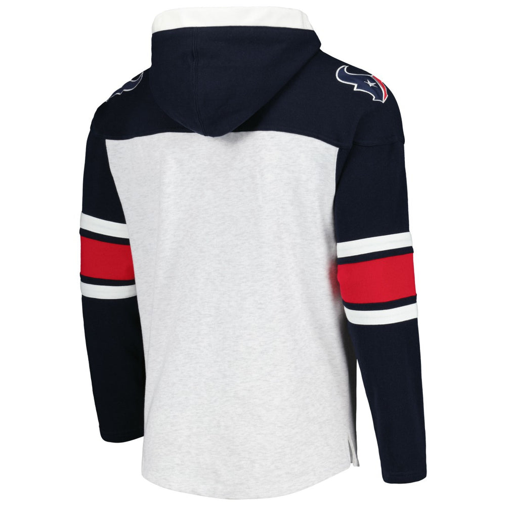 Houston Texans '47 Gridiron Lace-Up Pullover Hoodie Heather Gray | 47 brand