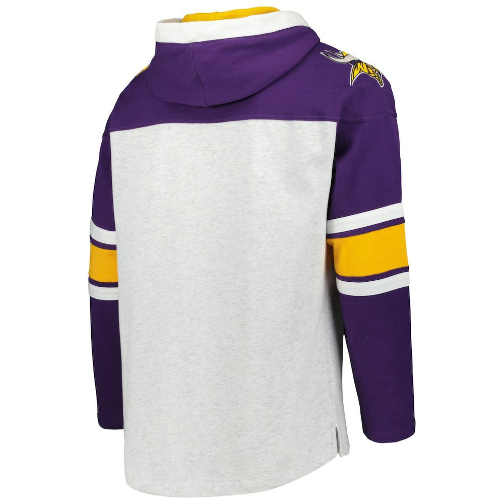 Minnesota Vikings '47 Gridiron Lace-Up Pullover Hoodie Heather Gray | 47 brand
