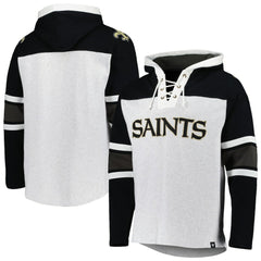New Orleans Saints '47 Gridiron Lace-Up Pullover Hoodie Heather Gray | 47 brand