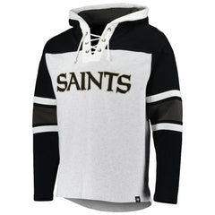 New Orleans Saints '47 Gridiron Lace-Up Pullover Hoodie Heather Gray | 47 brand