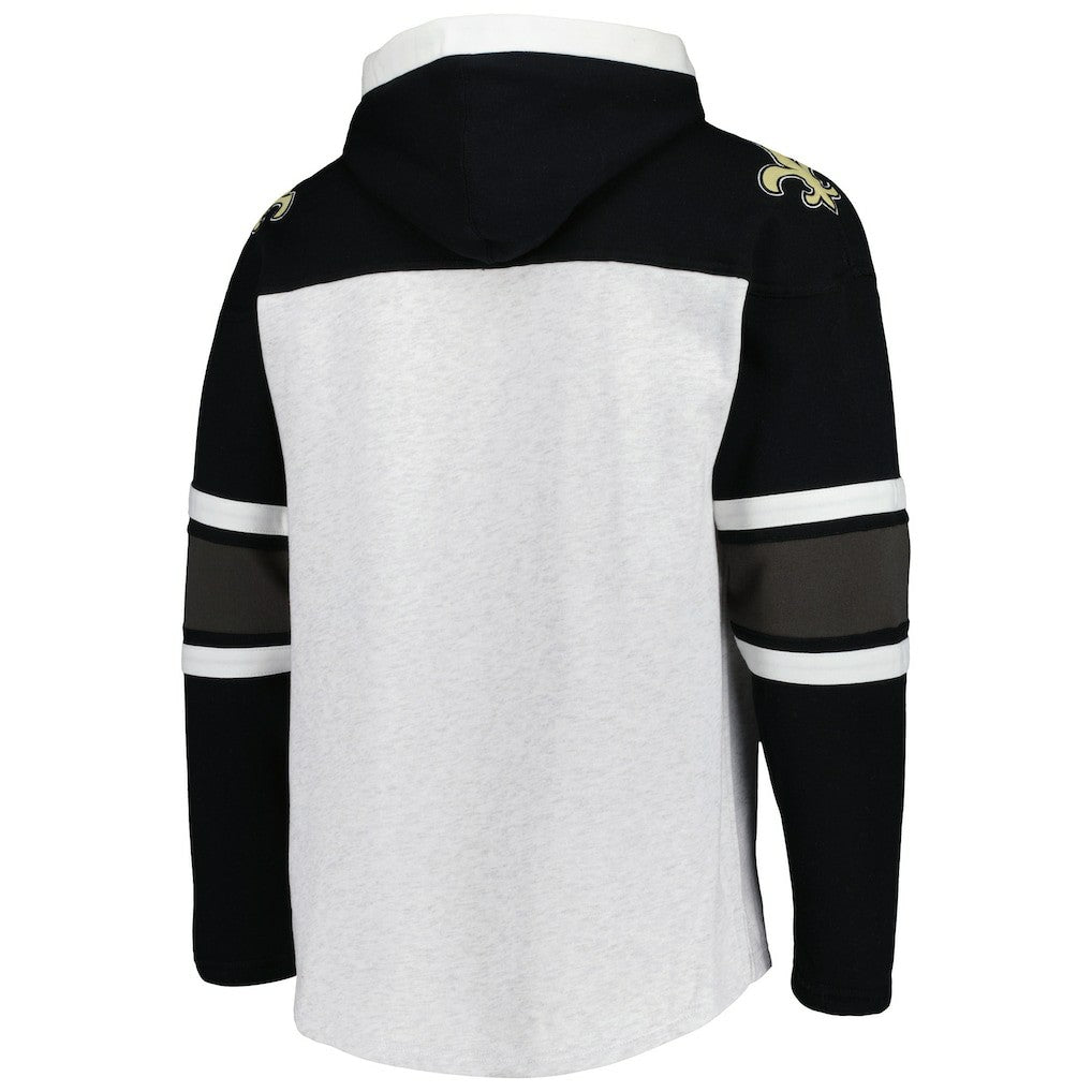 New Orleans Saints '47 Gridiron Lace-Up Pullover Hoodie Heather Gray | 47 brand