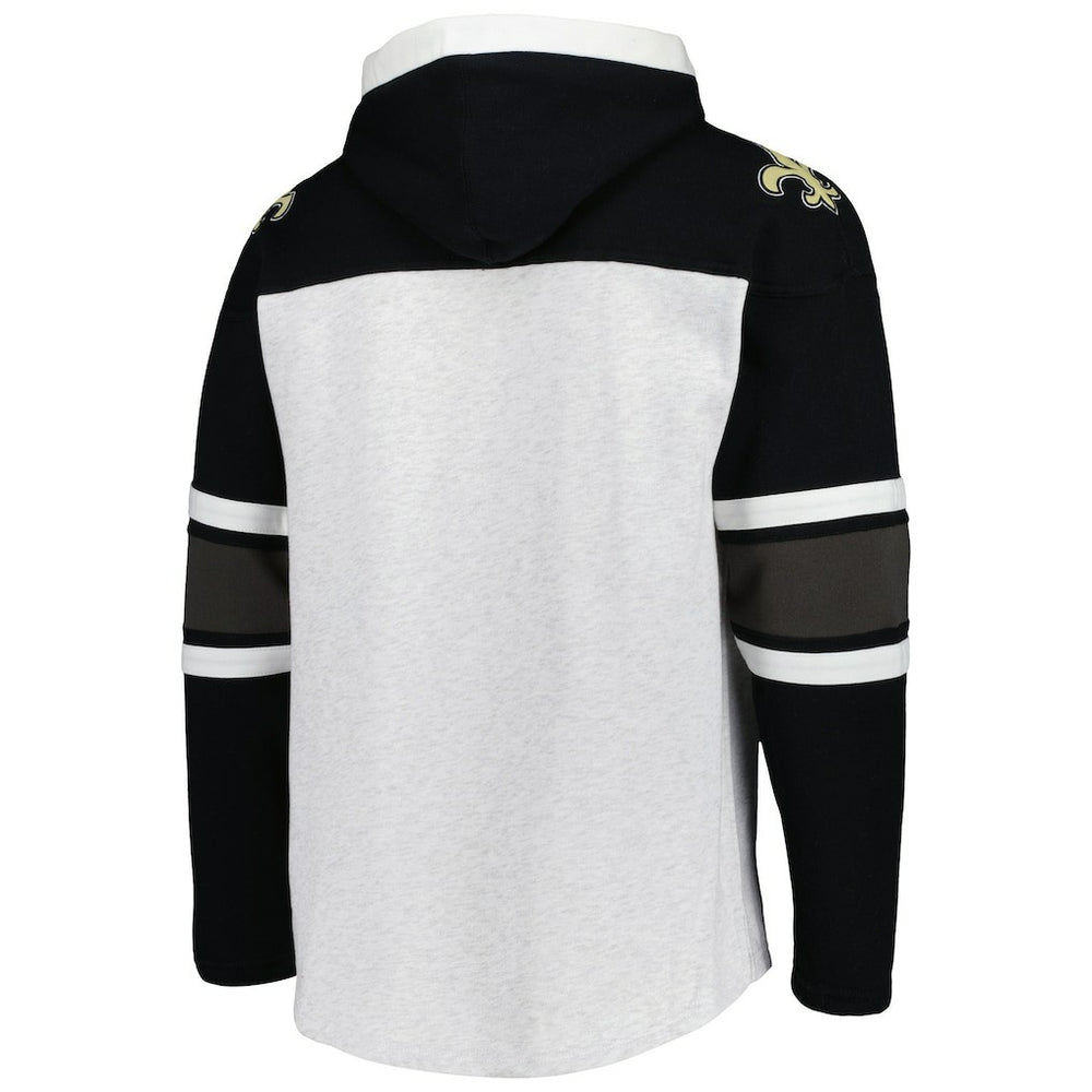 New Orleans Saints '47 Gridiron Lace-Up Pullover Hoodie Heather Gray | 47 brand
