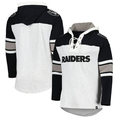 Las Vegas Raiders '47 Gridiron Lace-Up Pullover Hoodie Heather Gray | 47 brand