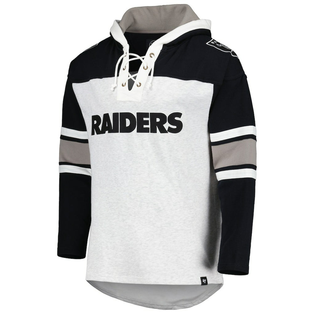Las Vegas Raiders '47 Gridiron Lace-Up Pullover Hoodie Heather Gray | 47 brand