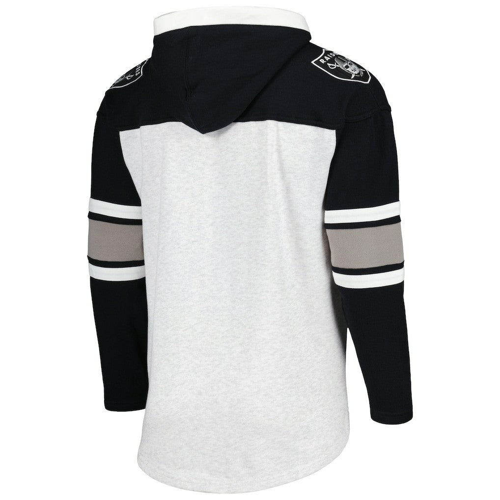 Las Vegas Raiders '47 Gridiron Lace-Up Pullover Hoodie Heather Gray | 47 brand