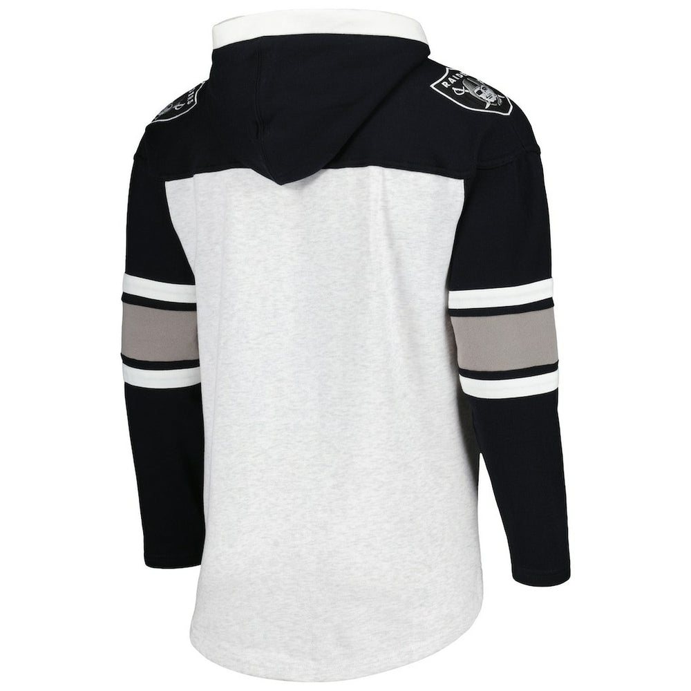 Las Vegas Raiders '47 Gridiron Lace-Up Pullover Hoodie Heather Gray | 47 brand
