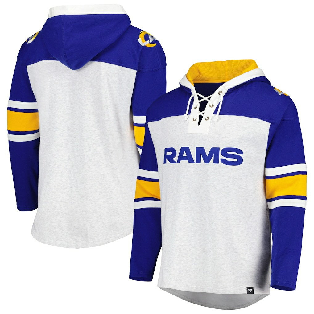 Los Angeles Rams '47 Gridiron Lace-Up Pullover Hoodie Heather Gray | 47 brand