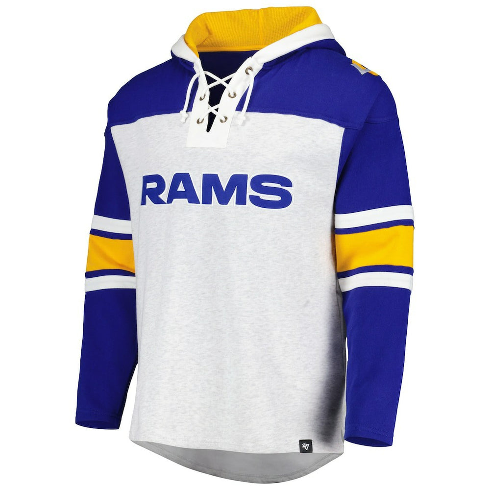 Los Angeles Rams '47 Gridiron Lace-Up Pullover Hoodie Heather Gray | 47 brand