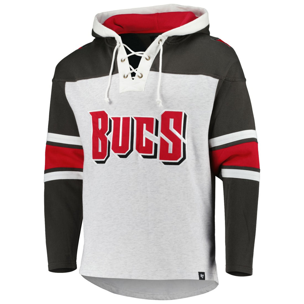 Tampa Bay Buccaneers '47 Gridiron Lace-Up Pullover Hoodie Heather Gray | 47 brand