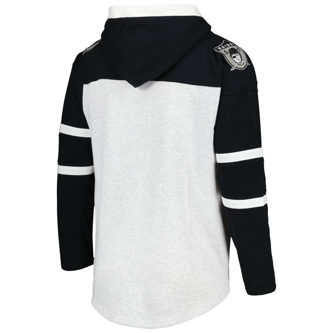 Las Vegas Raiders '47 Historic Logo Gridiron Lace-Up Pullover Hoodie Heather Gray | 47 brand