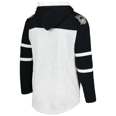 Las Vegas Raiders '47 Historic Logo Gridiron Lace-Up Pullover Hoodie Heather Gray | 47 brand
