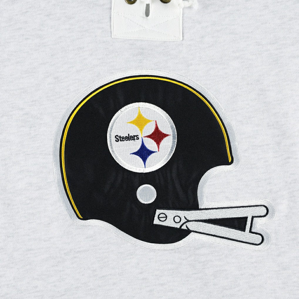 Pittsburgh Steelers '47 Historic Logo Gridiron Lace-Up Pullover Hoodie Heather Gray | 47 brand
