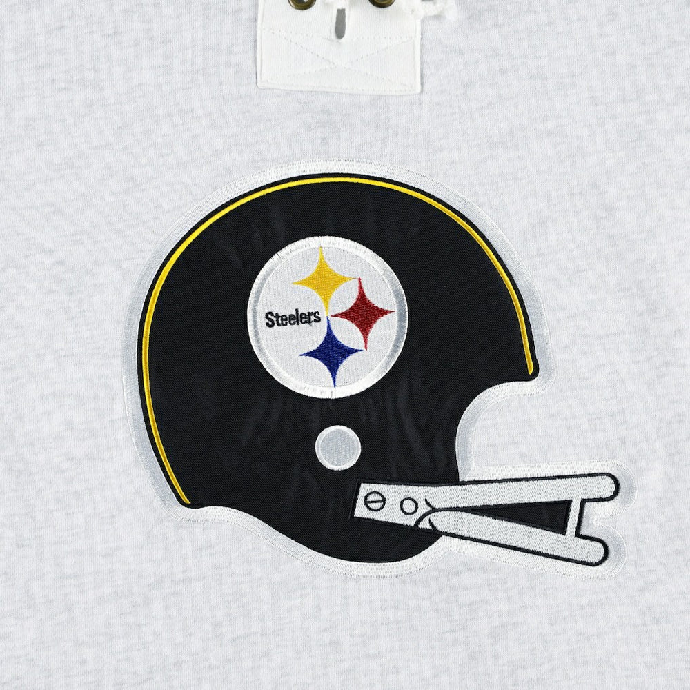 Pittsburgh Steelers '47 Historic Logo Gridiron Lace-Up Pullover Hoodie Heather Gray | 47 brand