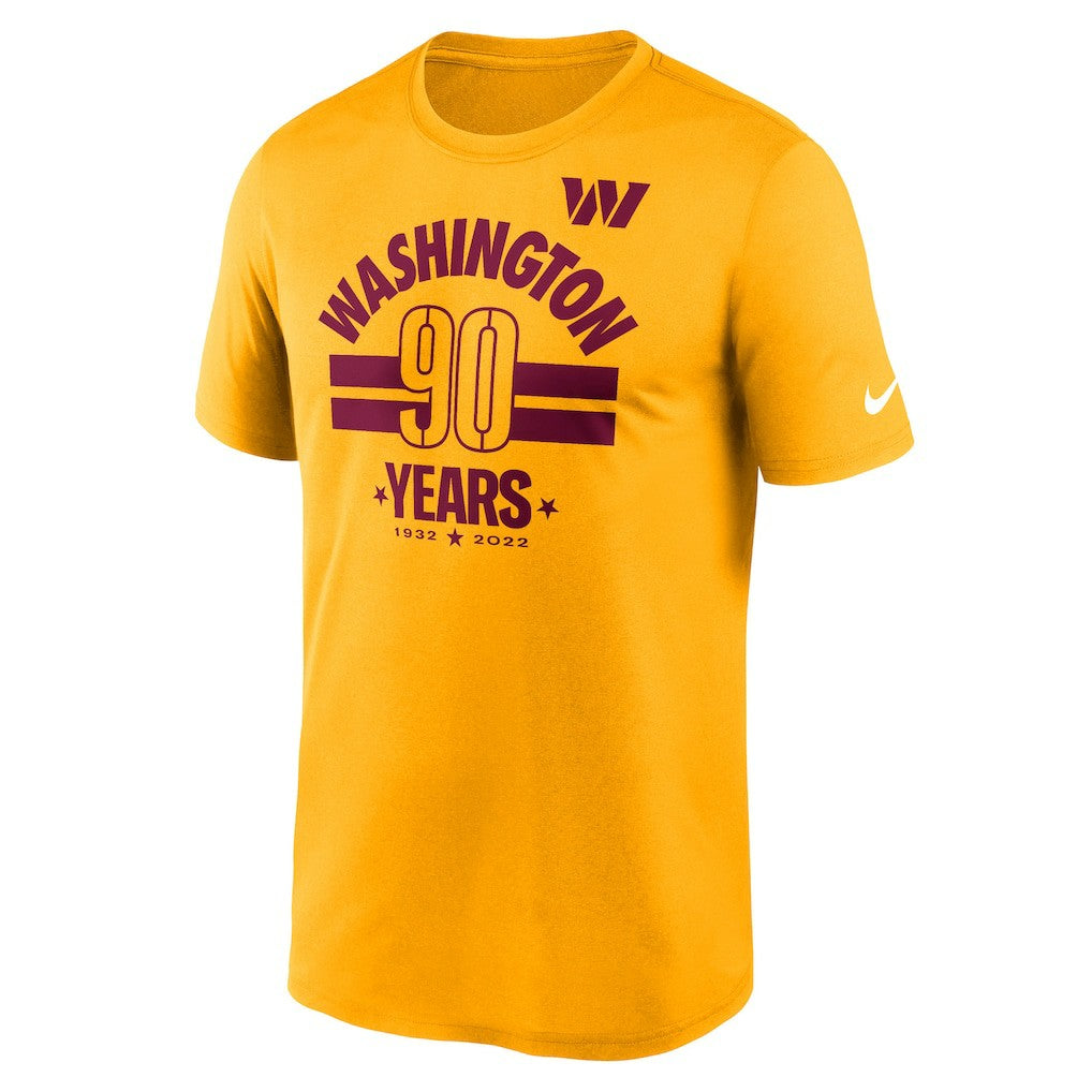 Washington Commanders 90th Anniversary Legend T-Shirt Gold | Nike for Sale
