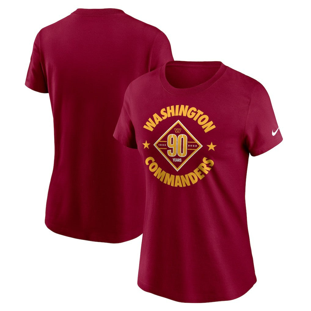 Washington Commanders Women's 90th Anniversary T-Shirt Burgundy | Nike for Sale