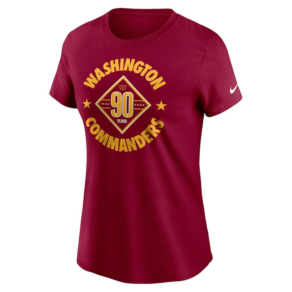 Washington Commanders Women's 90th Anniversary T-Shirt Burgundy | Nike for Sale