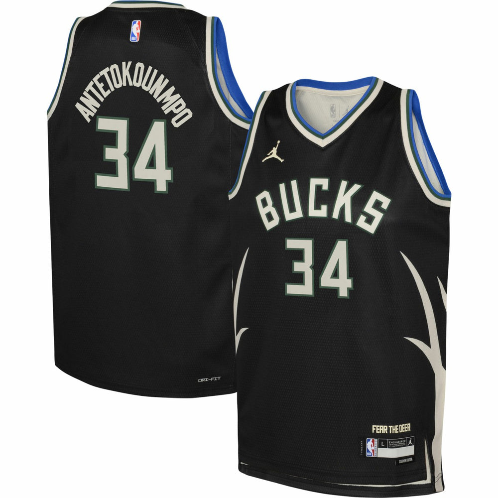 Giannis Antetokounmpo Milwaukee Bucks Jordan Brand Youth Swingman Jersey Statement Edition Black - NBA