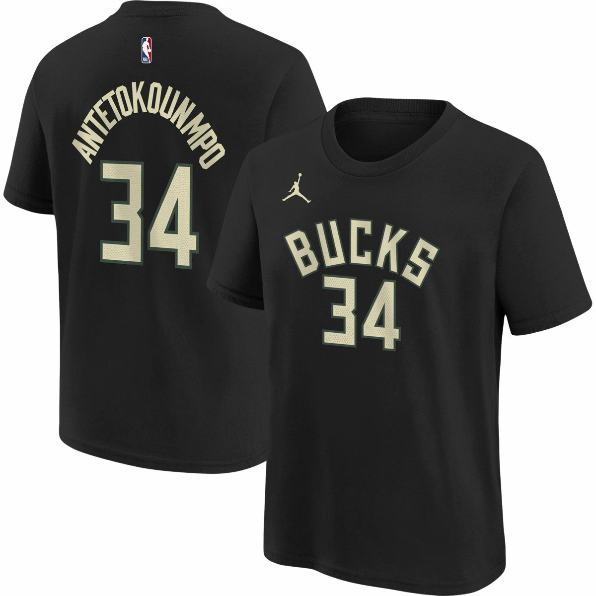 Giannis Antetokounmpo Milwaukee Bucks Jordan Brand Youth Statement Edition Name & Number Player T-Shirt Black - NBA