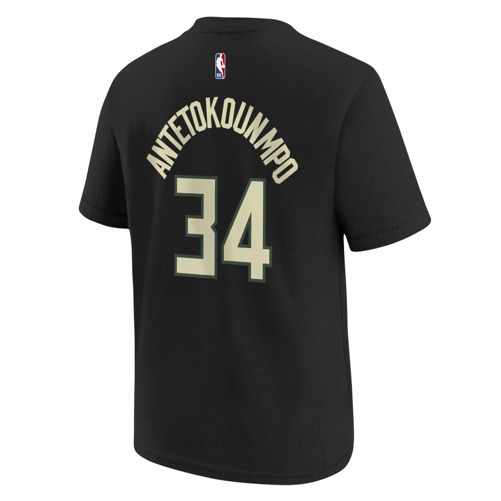 Giannis Antetokounmpo Milwaukee Bucks Jordan Brand Youth Statement Edition Name & Number Player T-Shirt Black - NBA