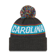 Carolina Panthers New Era 2022 Greg Olsen x Atrium Health Levine Children's Hospital Pom Knit Hat Heather Charcoal | NFL