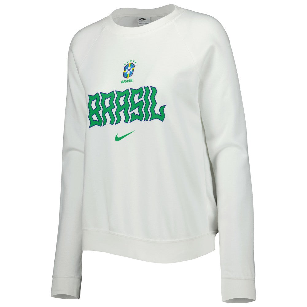 Brazil National Team Women's Lockup Varsity Tri-Blend Raglan Pullover Sweatshirt White | Nike Online