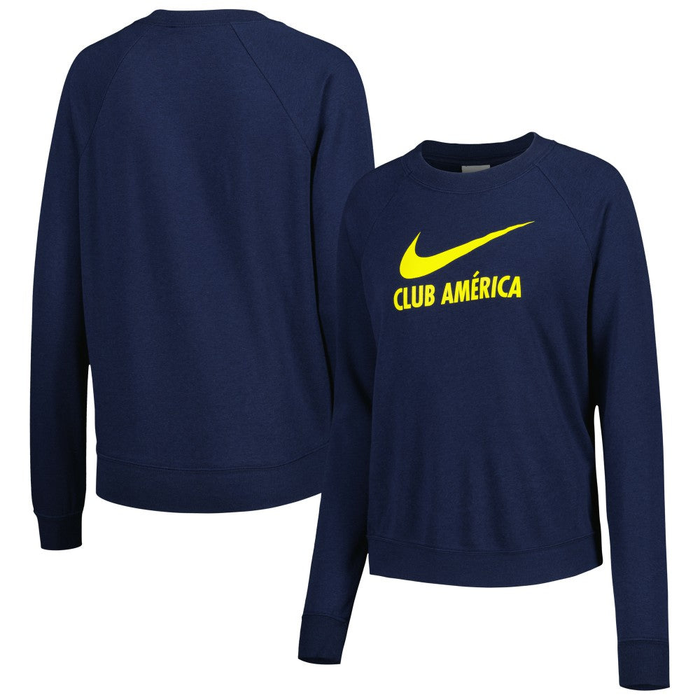 Club America Women's Lockup Varsity Tri-Blend Raglan Pullover Sweatshirt Navy | Nike Online