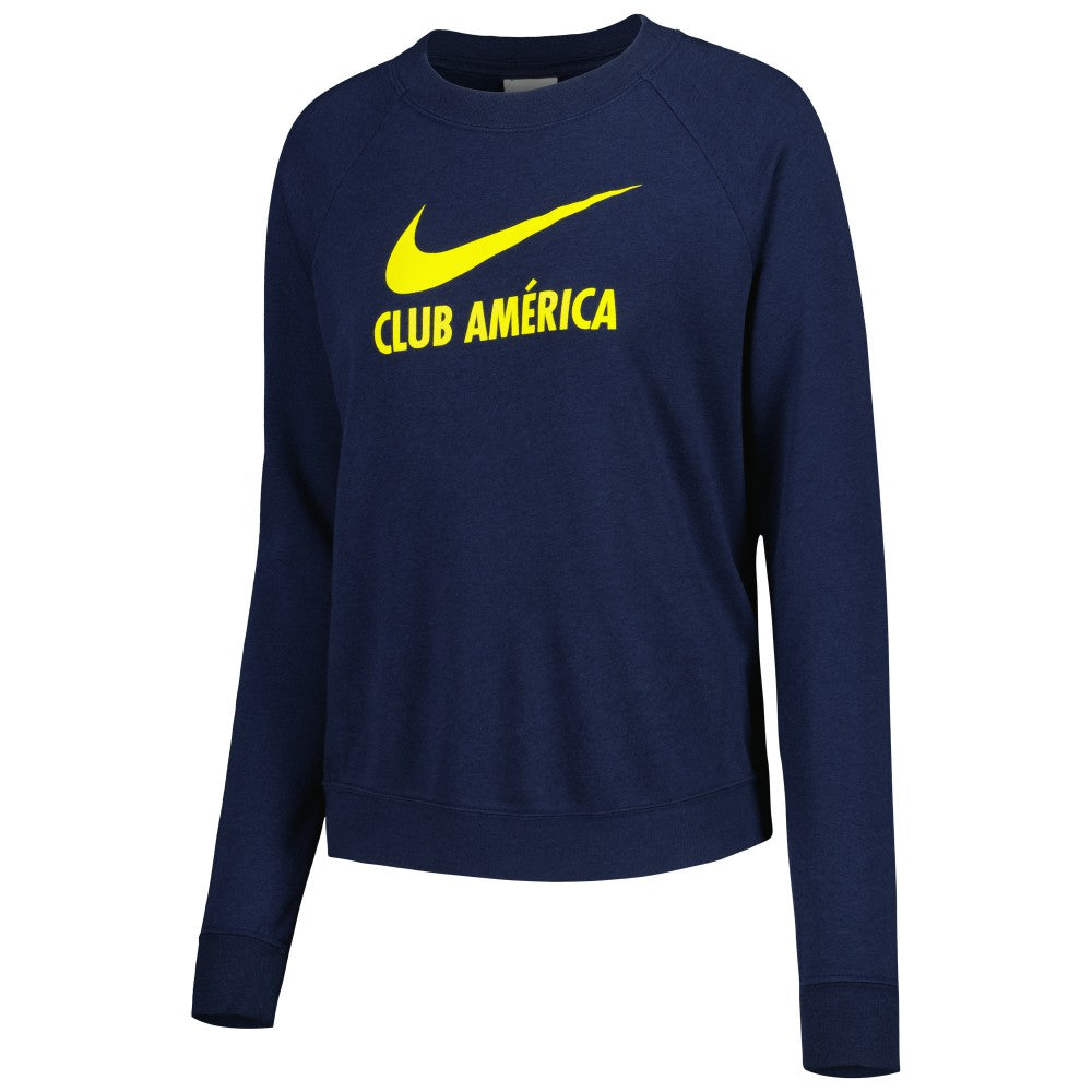 Club America Women's Lockup Varsity Tri-Blend Raglan Pullover Sweatshirt Navy | Nike Online
