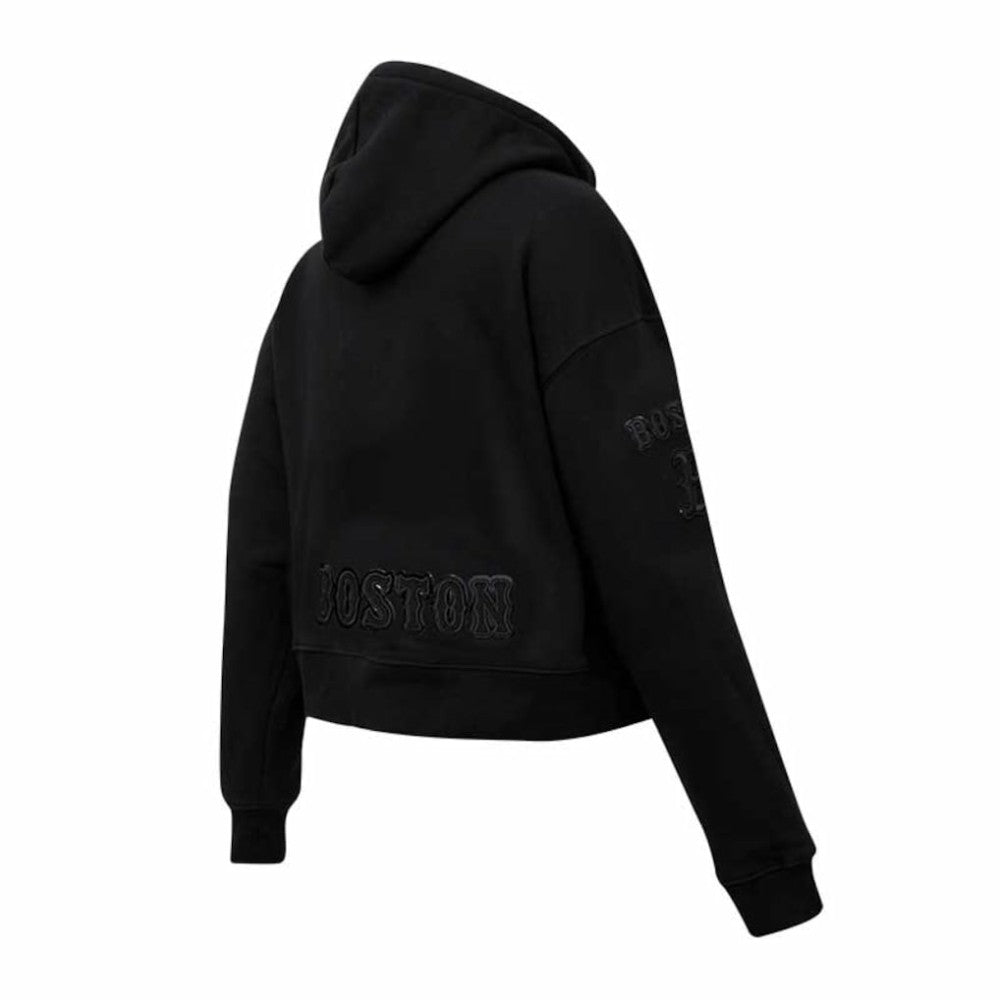 Boston Red Sox Pro Standard Women's Triple Black Cropped Pullover Hoodie Hoodies - MLB