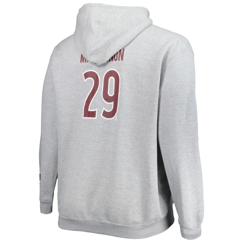 Nathan MacKinnon Colorado Avalanche Big & Tall Player Pullover Hoodie - Heather Gray - NHL