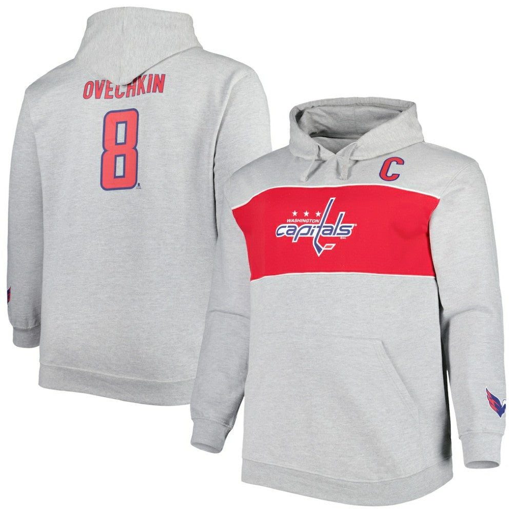 Alexander Ovechkin Washington Capitals Big & Tall Player Pullover Hoodie - Heather Gray - NHL