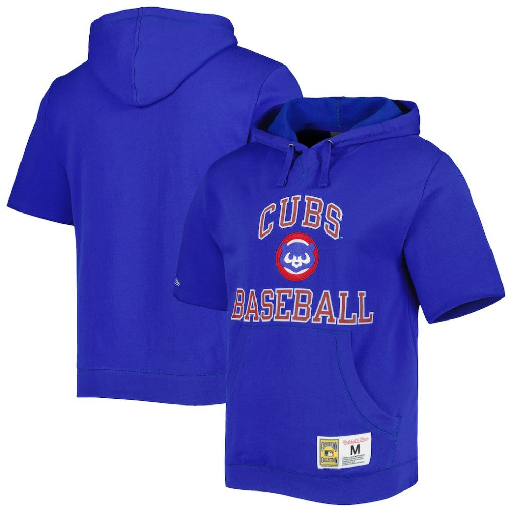 Chicago Cubs Mitchell & Ness Cooperstown Collection Washed Fleece Pullover Short Sleeve Hoodie - MLB
