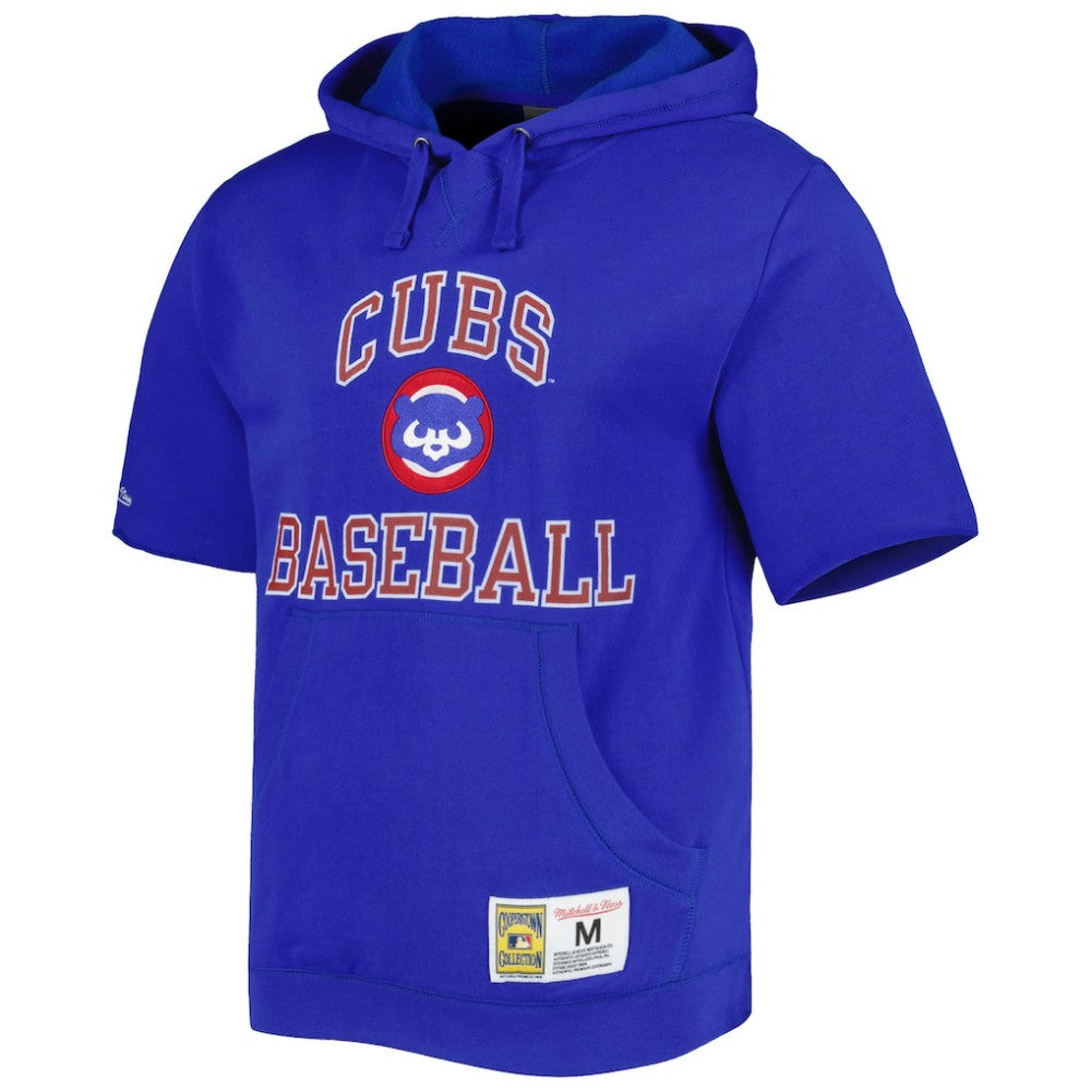 Chicago Cubs Mitchell & Ness Cooperstown Collection Washed Fleece Pullover Short Sleeve Hoodie - MLB