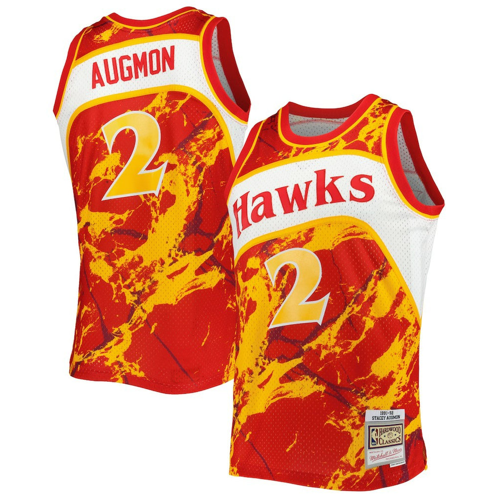 Stacey Augmon Atlanta Hawks 1991/92 Hardwood Classics Marble Swingman Jersey Red - NBA