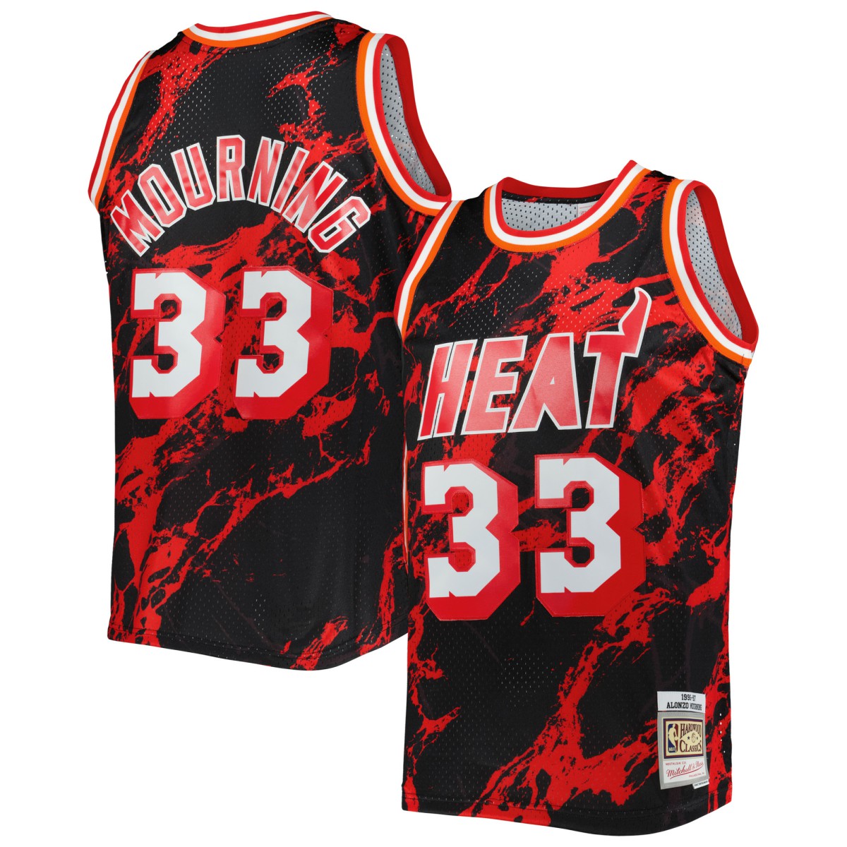 Alonzo Mourning Miami Heat 1996/97 Hardwood Classics Marble Swingman Jersey Black - NBA