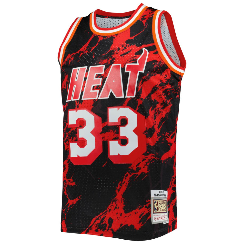 Alonzo Mourning Miami Heat 1996/97 Hardwood Classics Marble Swingman Jersey Black - NBA