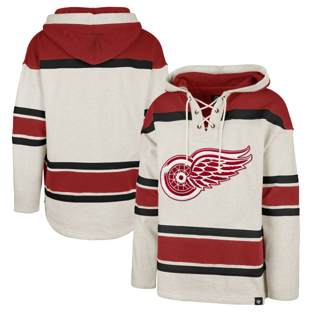 Detroit Red Wings '47 Rockaway Lace-Up Pullover Hoodie - Oatmeal - NHL