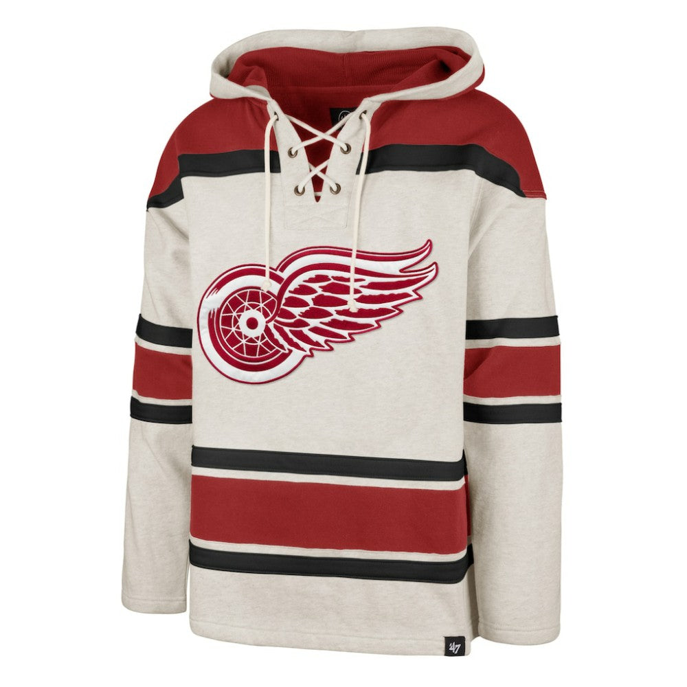 Detroit Red Wings '47 Rockaway Lace-Up Pullover Hoodie - Oatmeal - NHL