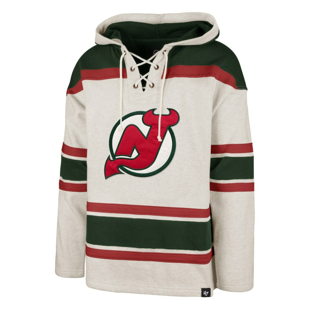 New Jersey Devils '47 Rockaway Lace-Up Pullover Hoodie - Oatmeal - NHL