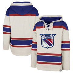 New York Rangers '47 Rockaway Lace-Up Pullover Hoodie - Oatmeal - NHL