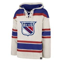 New York Rangers '47 Rockaway Lace-Up Pullover Hoodie - Oatmeal - NHL