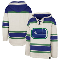 Vancouver Canucks '47 Rockaway Lace-Up Pullover Hoodie - Oatmeal - NHL