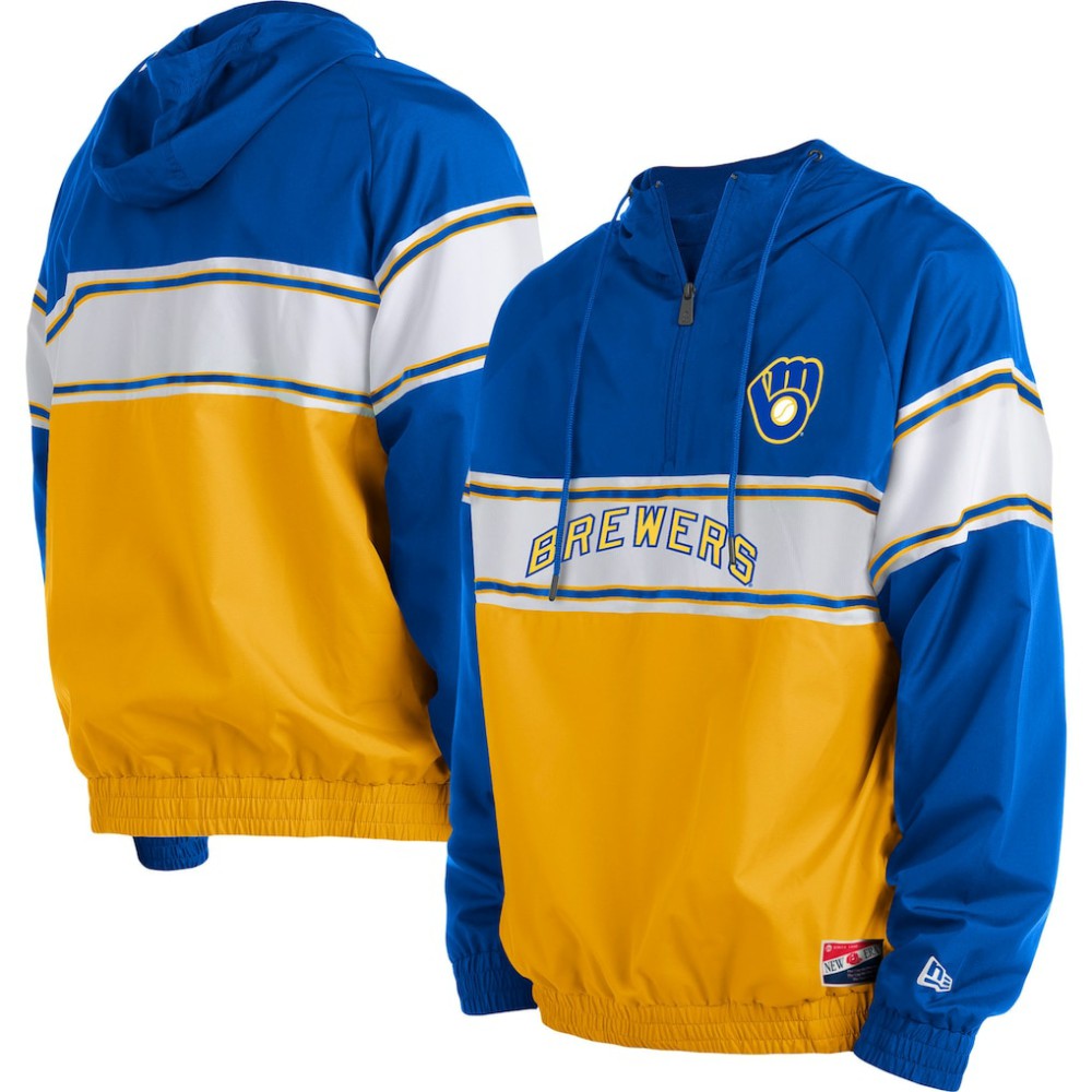 Milwaukee Brewers New Era Ripstop Raglan Quarter-Zip Hoodie - MLB