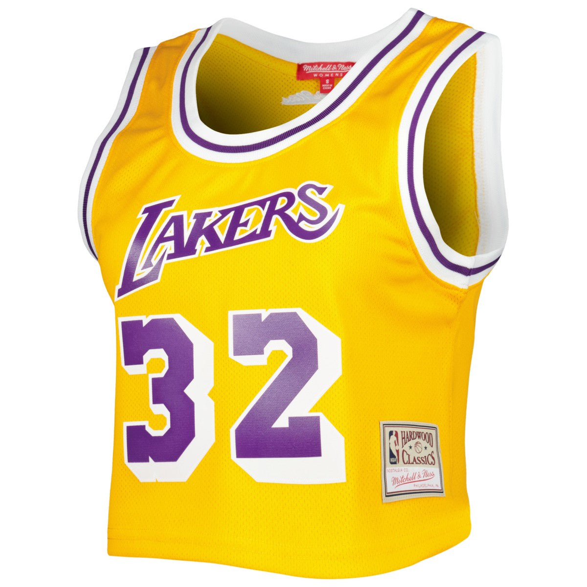 Magic Johnson Los Angeles Lakers Women's 1984 Hardwood Classics Crop Player Tank Top Gold - NBA
